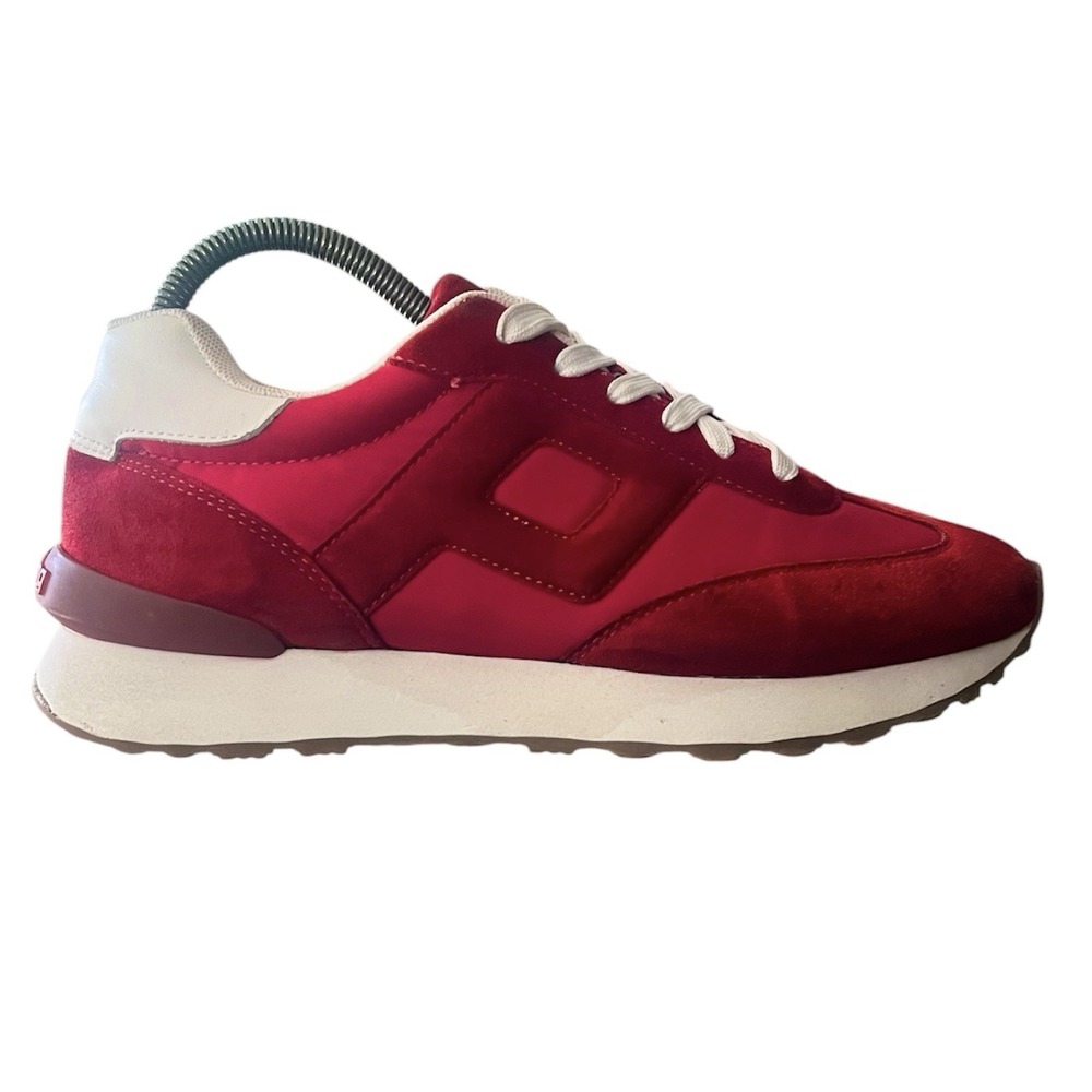 Philip Hog Stockholm Women Red Suede Nylon Low Top Sneakers Size 39 Scandi Style